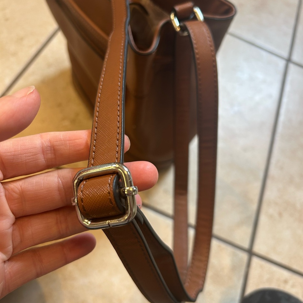 CHAPS Mini Bucket Bag - Brown Crossbody Tote - Picture 3 of 12